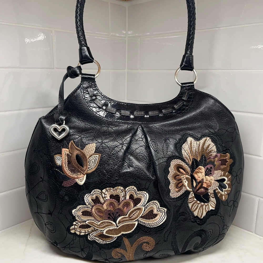 Brighton Floral Embroidered Leather Tote
